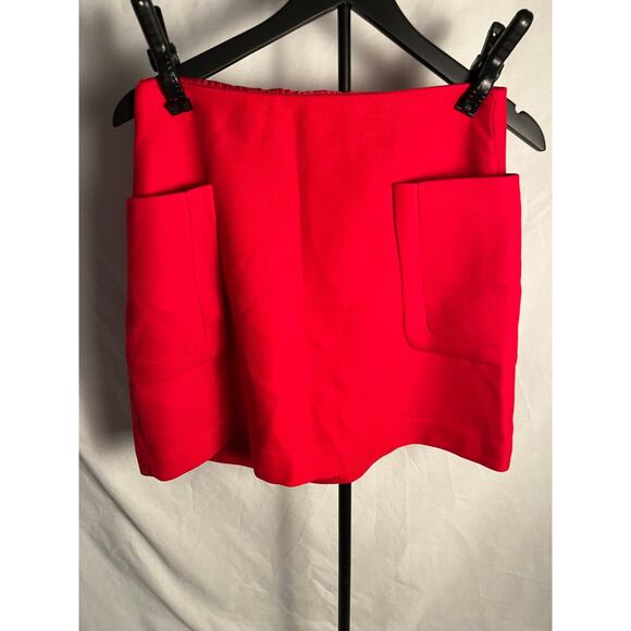 Express Red Mini Skirt Size 8 – Front Pocket A-Line Chic Solid Vibrant Color - Picture 1 of 6